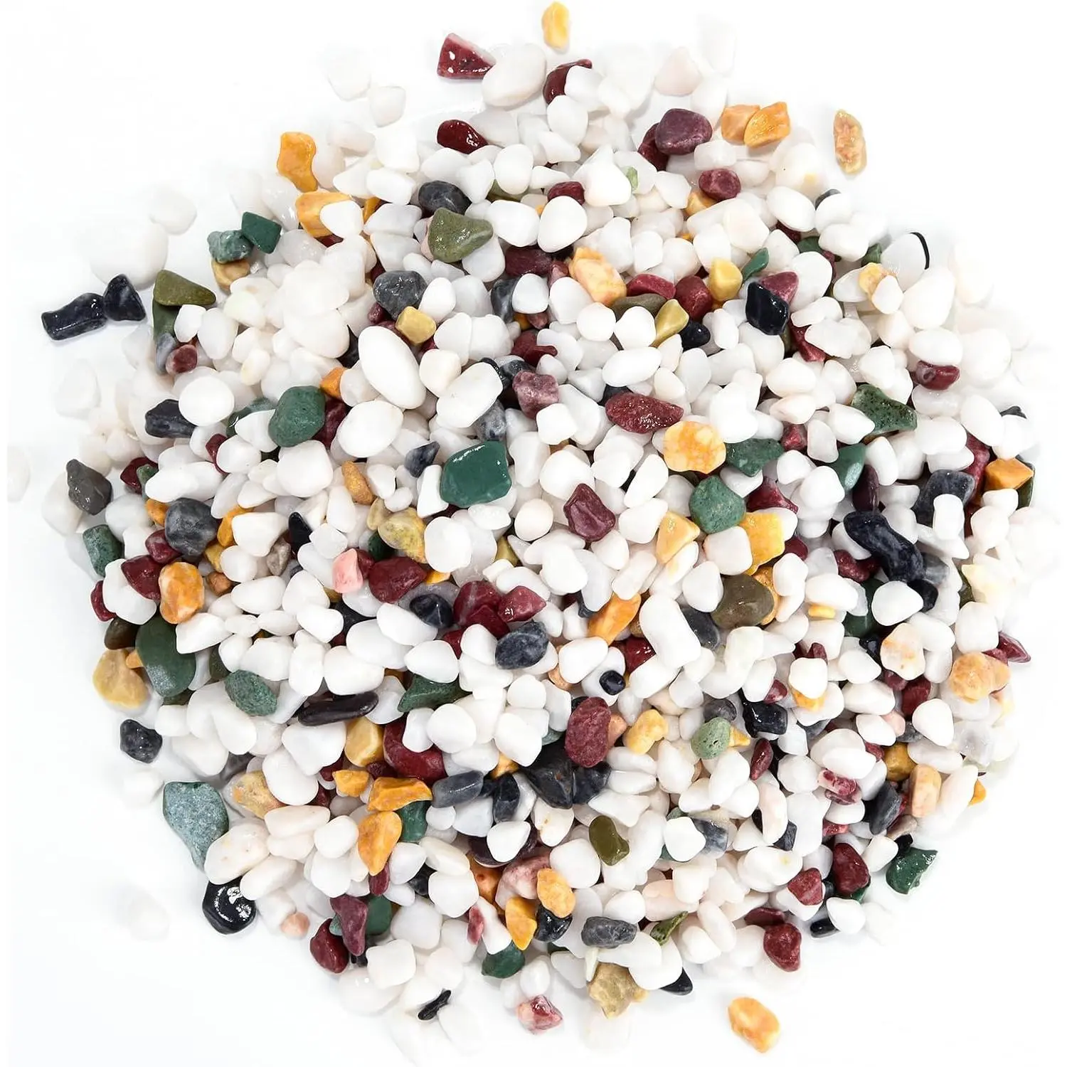 2LB Bagged Pack Decorative Polished Succulent & Cactus Gravel - 1/4in-1/3in Long-Lasting Mixed Colors Polished Stone, Modern Soil Stabilizer, Aquarium Rock Drainage Aid for Terrariums (Rinse Before Use)