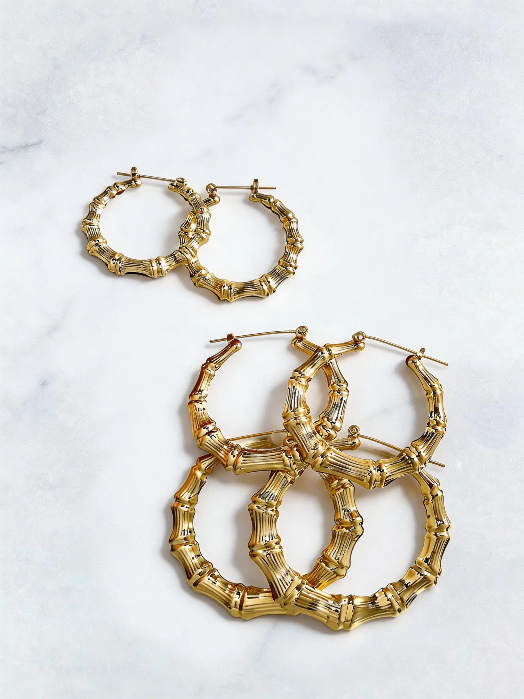 Punk Style Bamboo Joint Design Hoop Circle Shape Earrings, High Quality Statement Hoops Earrings, New Style Fashionable Jewelry Accessories for Women & Men, Trendy All-match & Exquisite Jewelry for Birthday Gift