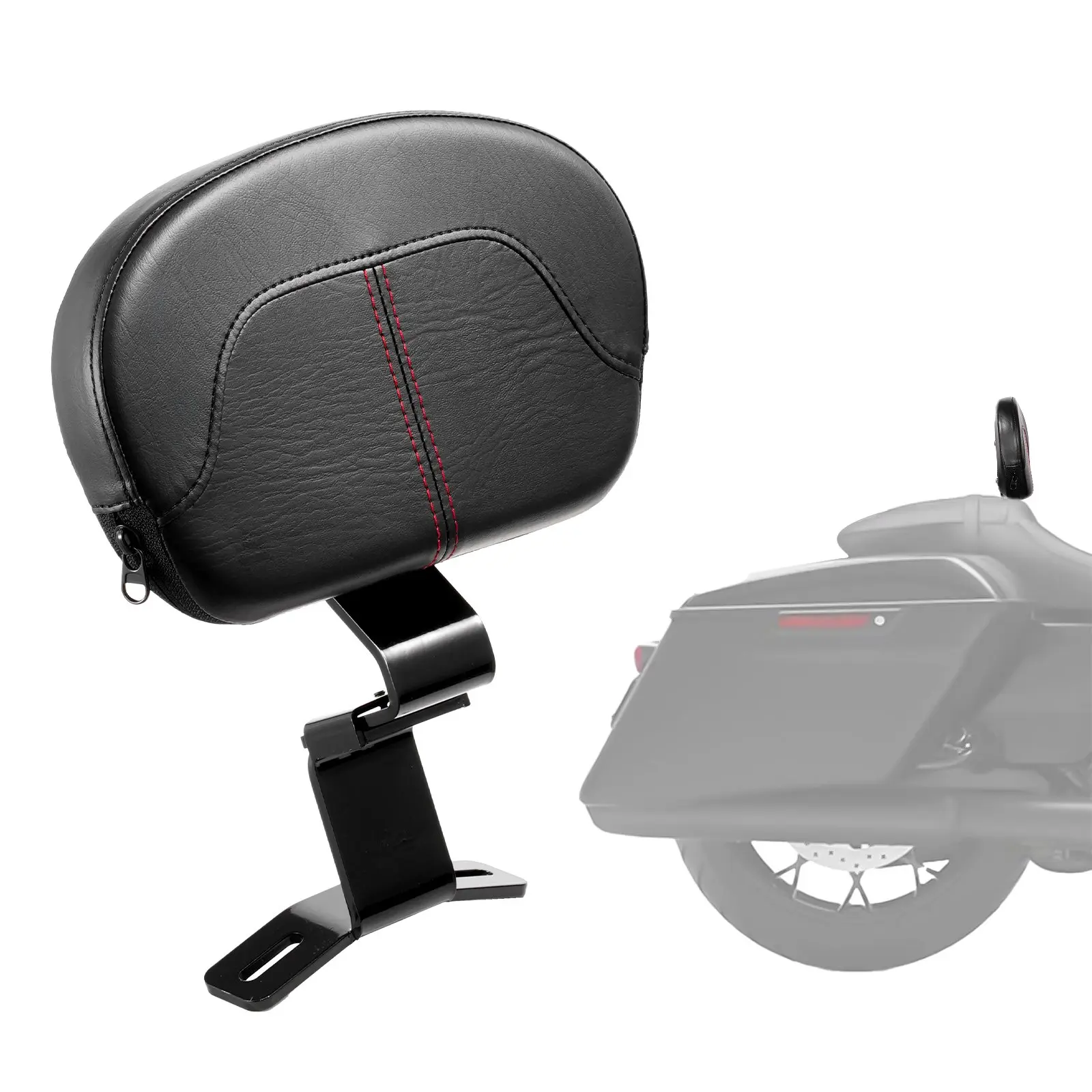 Black Solid Sleek Motorcycle Backrest Sissy Bar - 12.2-Inch Detachable Model with Ergonomic Support, Detailed Installation Instructions for Fast Installation, Compatible with Harley-Davidson Touring Street Glide, Road Glide, Road King, 12.2-Inch Height
