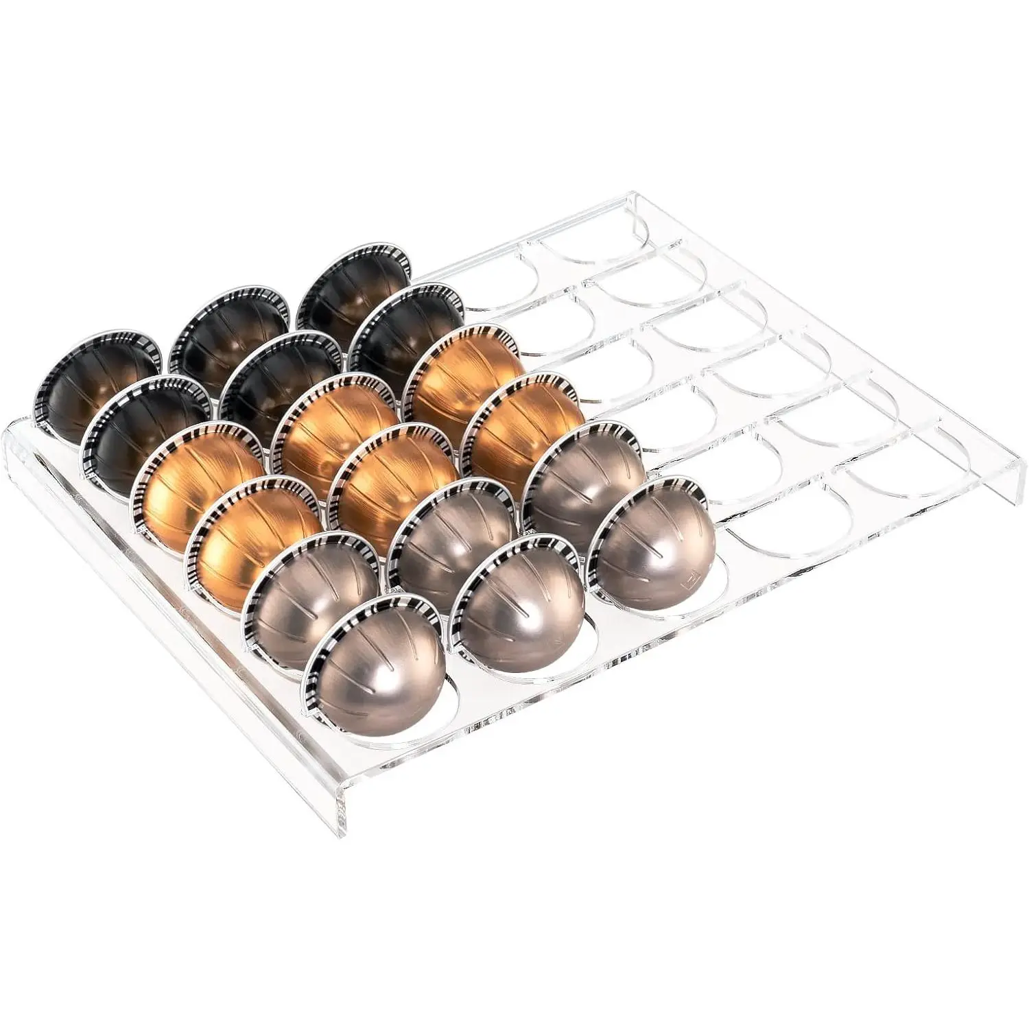 Coffee Capsule Storage Tray, Drawer Insert Organizer Holds 30 Pods Compatible with Nespresso Vertuoline Capsules Drawer of Kitchen, Home