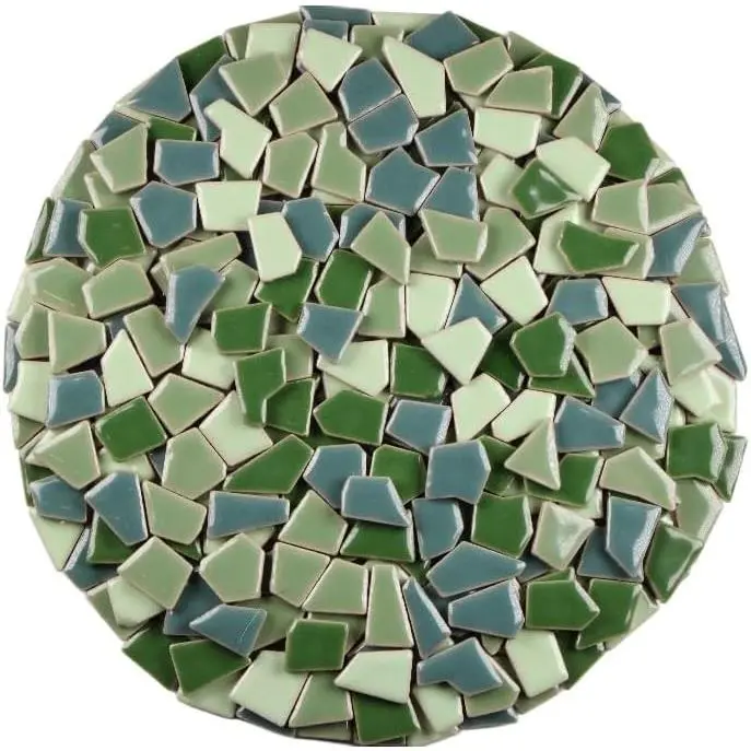 Ceramic Mosaic Tiles for Crafts & Art Projects 200 Grams Vibrant Colors Pieces Fit Like Puzzle for DIY Mosaic Art Creative Hobbies Small Sizes Green Mix
