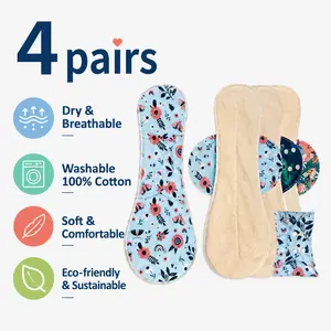 Floral 2/4-Pack Reusable Cotton Cloth Pads, 2pcs Random Print Waterproof Moisture-Absorbent Home Care Cleaning Cloths, Breathable Skin-Friendly Daily Liners, Warm Gift for Moms
