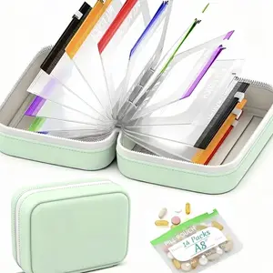 Waterproof Pill Pouch Set, Large Weekly Pill Organizer with 14 Color-Coded Medicine Pouches, Reusable Travel Medicine Organizer, Zippered Pill Storage-YY1