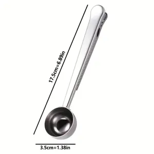 1pc Food Bag Seal Spoon Clip - High-quality stainless steel functional two-in-one measuring spoon, long handle measuring spoon + safety seal clip dual function, suitable for coffee, milk powder, oatmeal, tea and spices - Suitable for weddings, birthdays,