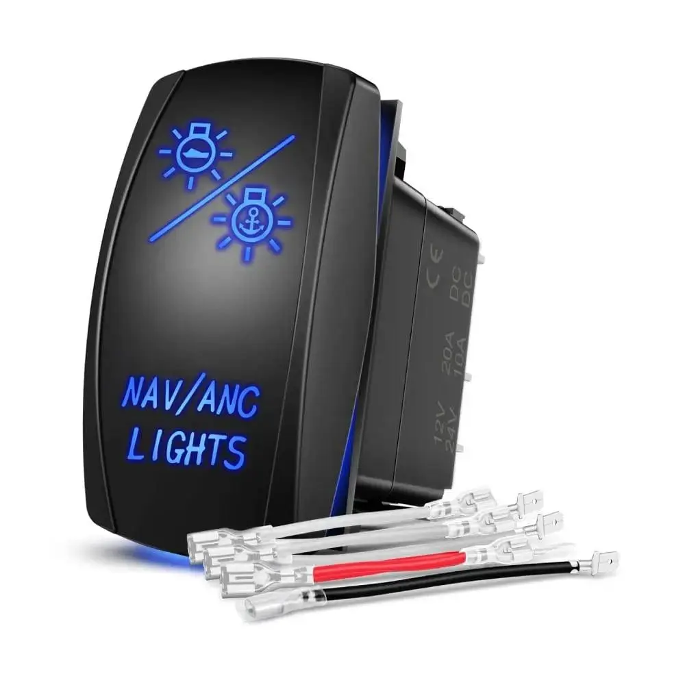 Nilight 7Pin DPDT On/Off Momentary NAV/ANC Lights Rocker Switch Blue, Rocker Switch Panel, Cars/Motorcycles