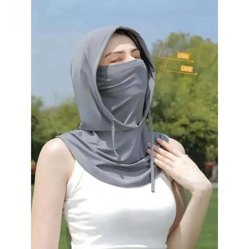 Ice Silk 3 In 1 Balaclava Face Mask - Windproof, UV Sun Protection Tactical Neck Gaiter for Adults, Outdoor Biking & Skiing, Uv Protection, Pvc, Clothes, Commute, Fashion, Multi-Use