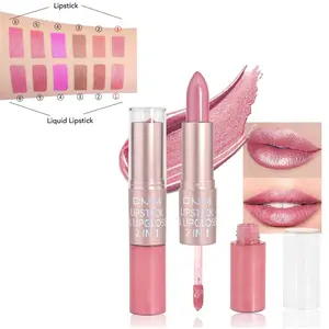 Light Pink Diamond Metallic 2-in-1 Lip Makeup Set, Elegant Rose Pink Skin Brightening, Smooth Pigmented Waterproof No Fade, Use as Lip Liner to Shape Lips, Daily & Dating Cosmetic for Women