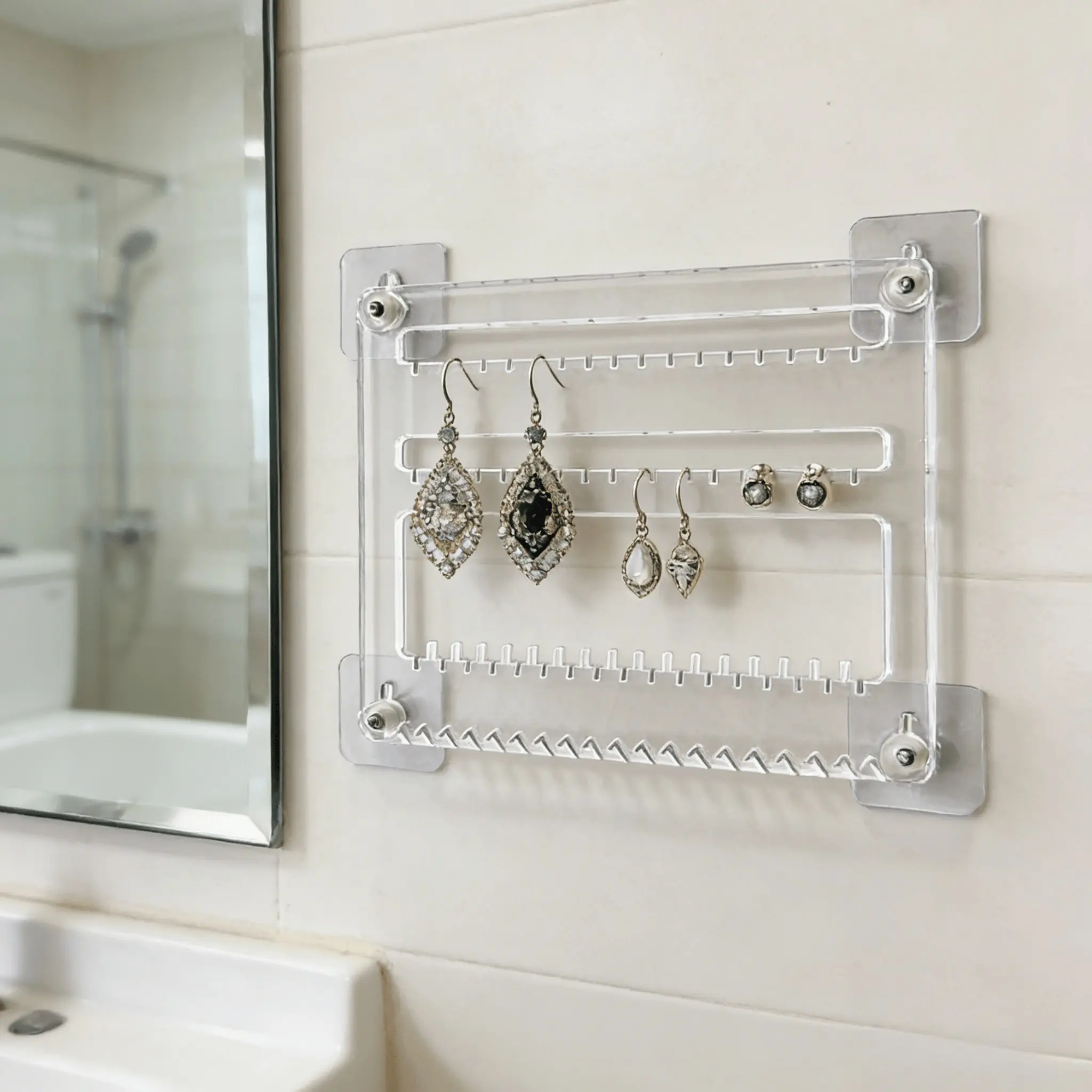 A Set Of Multifunctional And Durable Transparent Wall Mounted Display Stands Personal And Commercial Wall Mounted Brackets Earrings Jewelry Accessories Display Stands That Do Not Damage The Wall Design And Display Stands That Organize Space