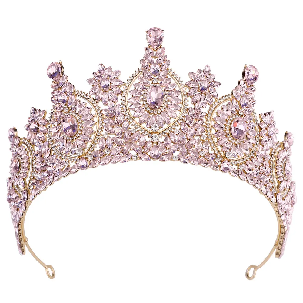 Vintage Rhinestone Tiara Crown Bridal Hair Accessory For Women Party