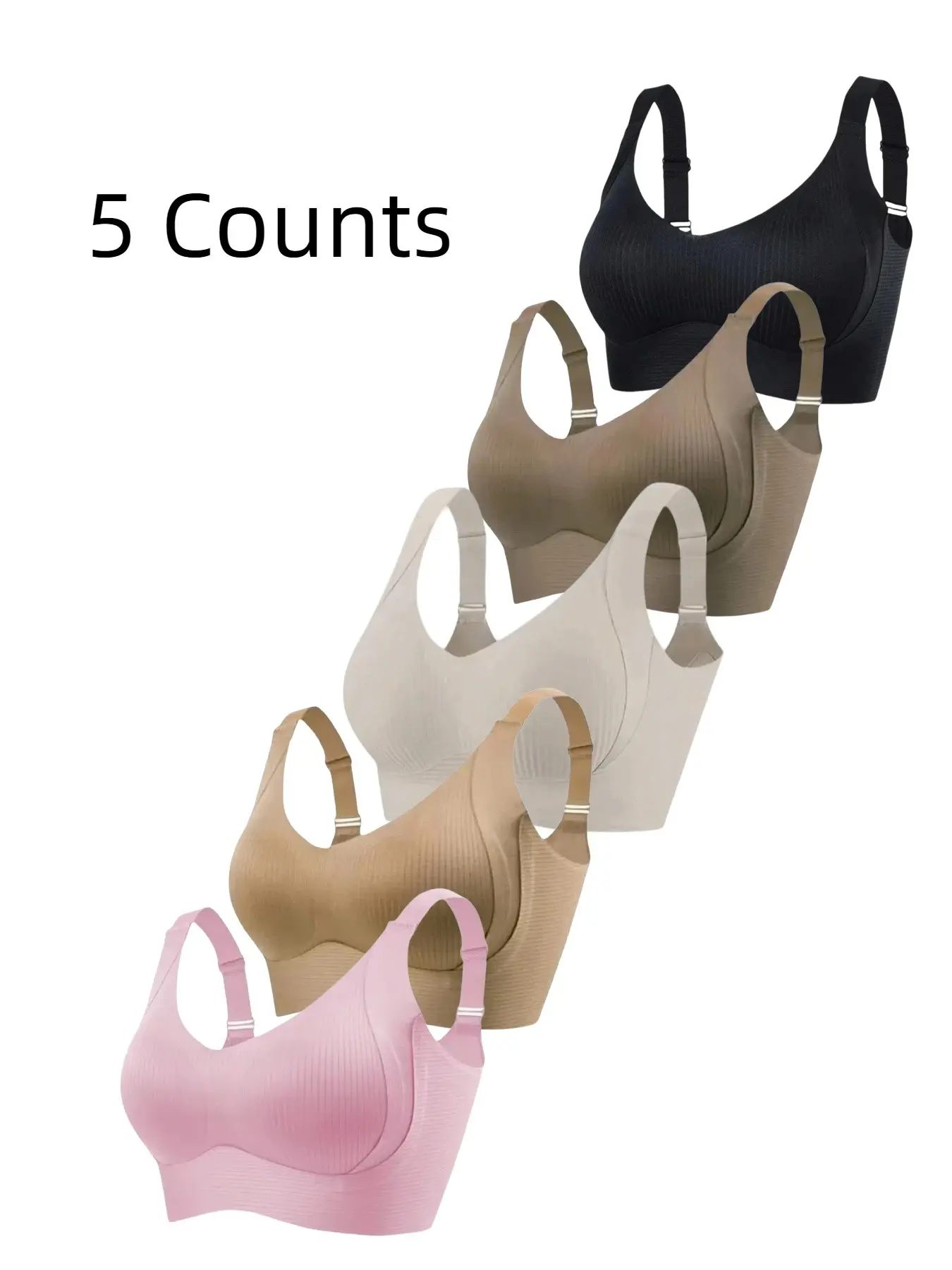Women's Solid Wireless Push Up Bra, Breathable Comfortable Seamless Bra, Softness Lightweight Lingerie for All Seasons, Womenswear, Non Wired Bra