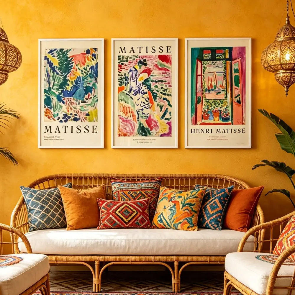 3 Pieces Fauvism Henri Matisse Art Prints, Classic Masterpiece Wall Mural, Artistic Home Art, Classic Gallery Decor, Rich Tone Poster, Wall Decor for Living Room and Bedroom, Framed or Unframed.