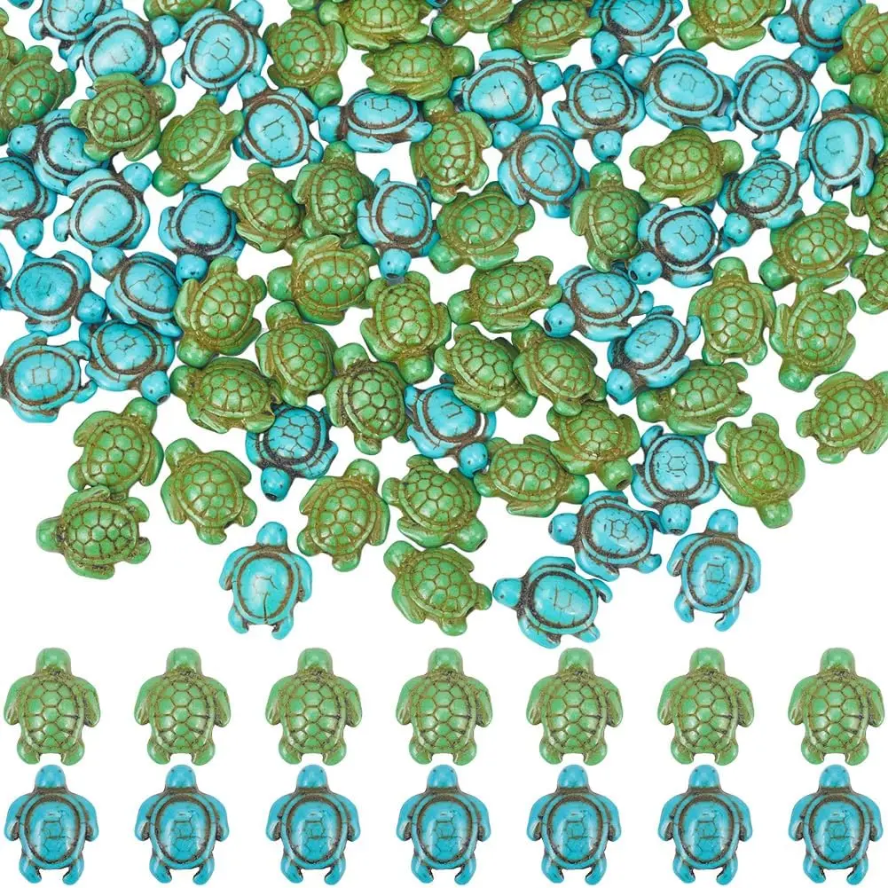 1 Box 100 count Sea Turtle Beads Bulk Sea  Beads Blue Green Tortoise Bead  Summer Hawaii Howlite Bead Lucky Turquoise Beads for  Making Beading Kit DIY Craft Supplies