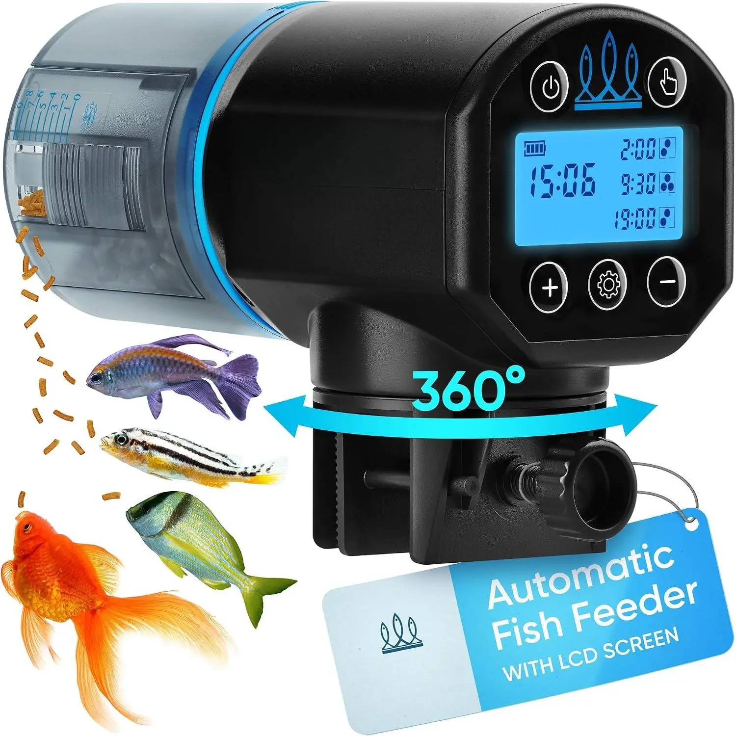 Automatic Fish Feeder for Aquarium -  Generation 2026, Auto  Dispenser with Timer for Small , Big Aquariums & Pond (Blue)