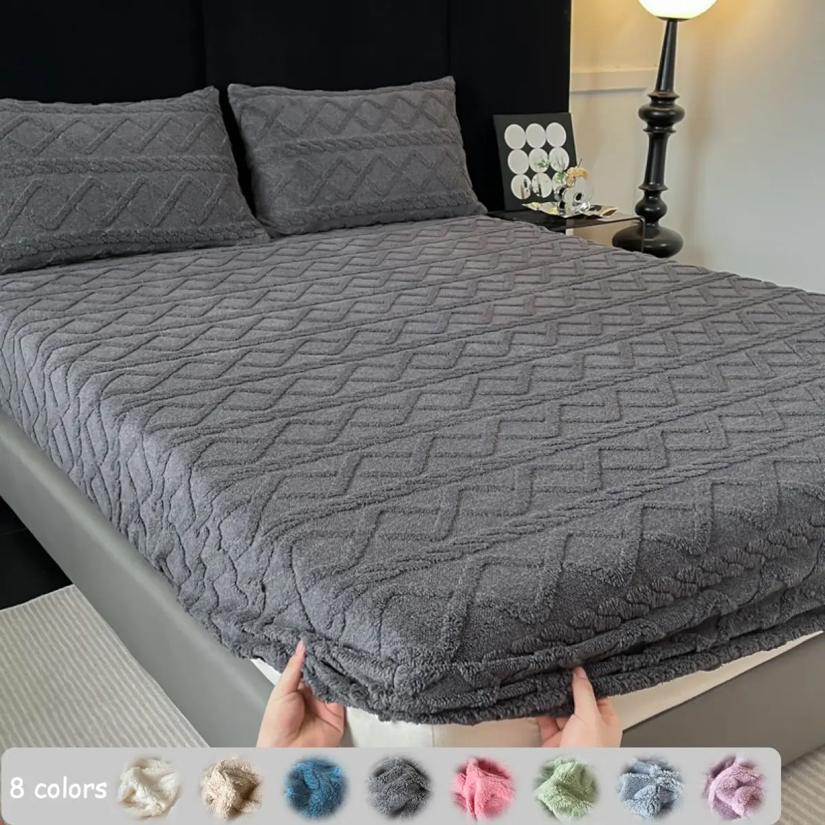 2/3pcs Solid Color Thick Milk Velvet Fitted Soft Sheets Set, Soft Skin-Friendly Warm Mattress Cover with 1/2 Pillowcases, Breathable Dustproof Bed Cover for Bedroom, Dorm, Hotel & Guest Room, Comfy Bedding Set