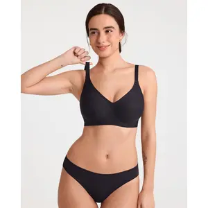 SOLBRACE Women's Jelly Bras Wireless No Underwire Full Coverage Seamless Bra - V Neck Push Up Bralette with Semi-Fixed Pads, Anti-Slip Straps & U-Back Design, Comfortable Tshirt Bra for Everyday Wear