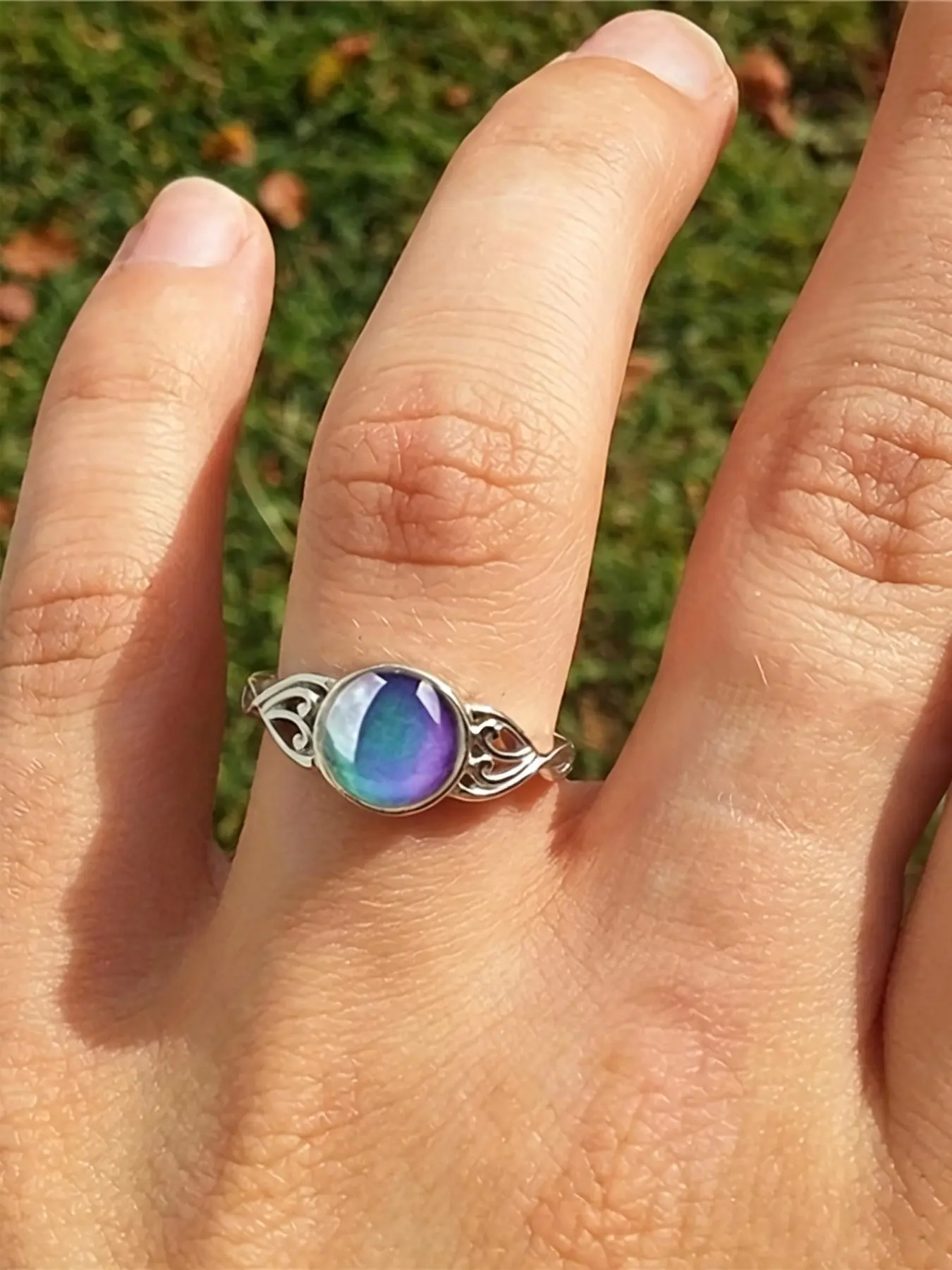 Color Changing Bead Ring, Mood Change Ring, Adjustable Rings, Unique Rings, Jewelry Rings, Metal Rings, Beautiful Rings, Simple Fashion Versatile Ring, Perfect Gift for Men and Women, Party Travel Daily Wear
