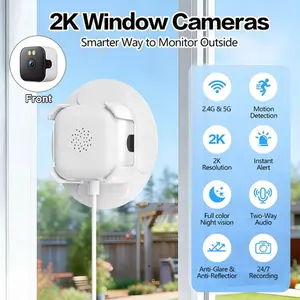 Baby Pet Monitoring Window Camera 2K Full HD Full Color Night Vision Wired 2.4GHz&5GHz WiFi Window Monitor Camera