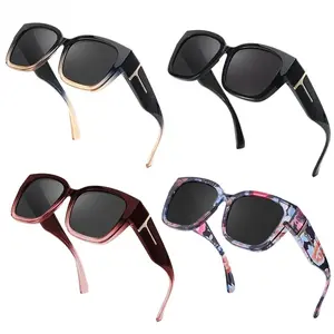 4 Pack Unisex Polarized Fit Over Sunglasses, Rectangular Mirrored Frame With UV400 Anti Glare Protection, Wear Over Prescription Glasses Durable Shades For Driving & Outdoor Sports
