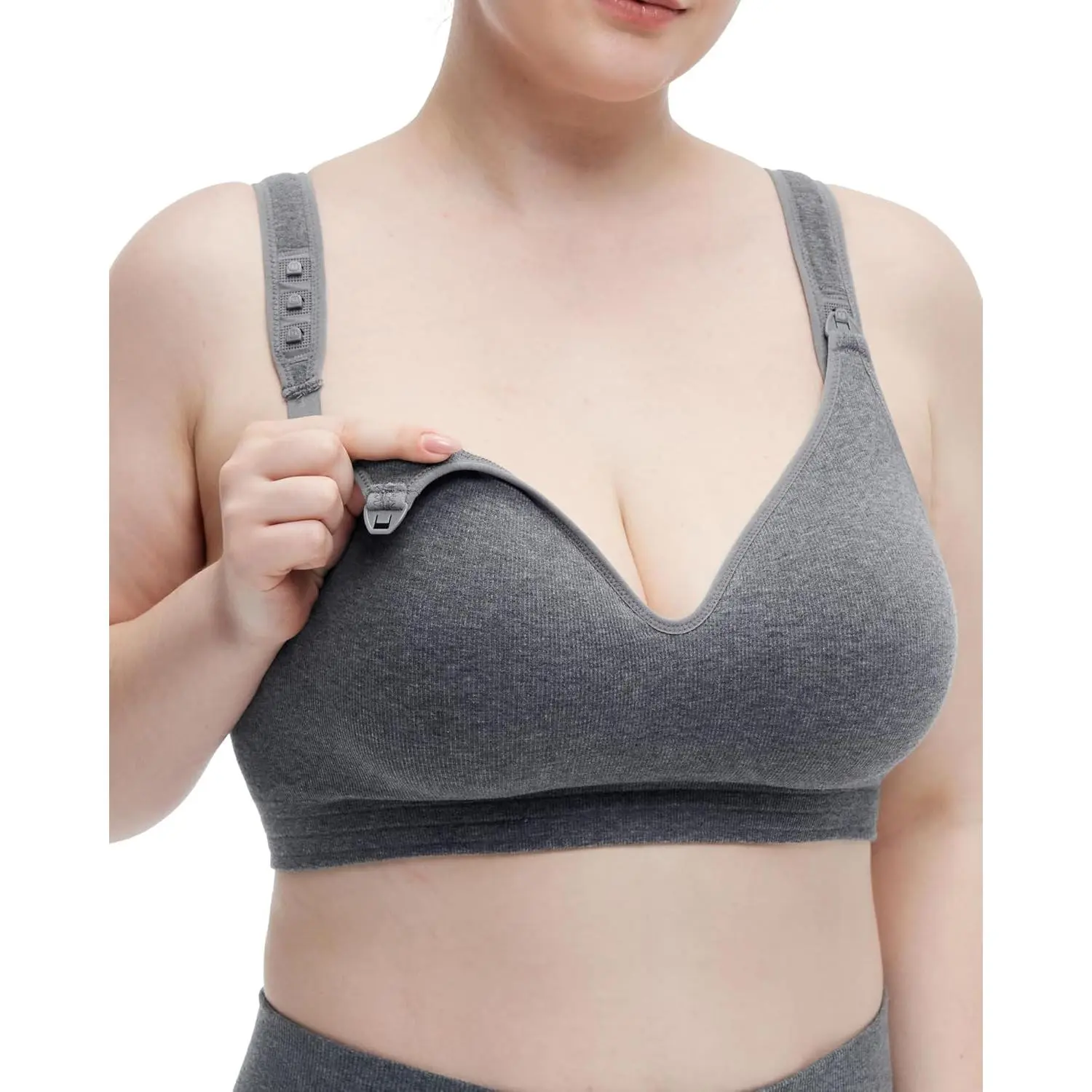 Women's Busty Cotton Wirefree Fixed Padded Maternity Nursing Bra - Full Coverage Bra with Adjustable Straps, Adjustable Fit