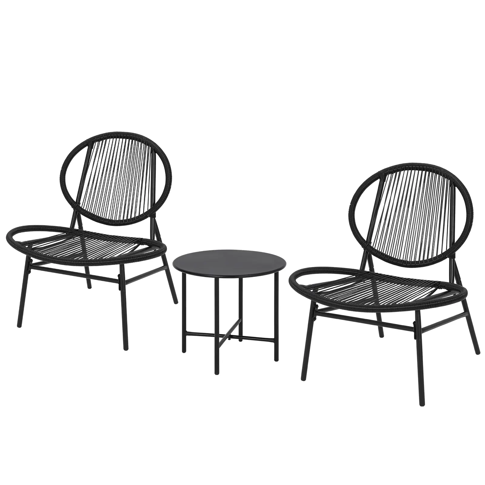 GAOMON Modern Comfort Acapulco Bistro Set – 3-Piece Outdoor Patio Furniture, All-Weather Rattan Chairs with Armrests & Side Table, Compact for Garden, Balcony, Porch – Black