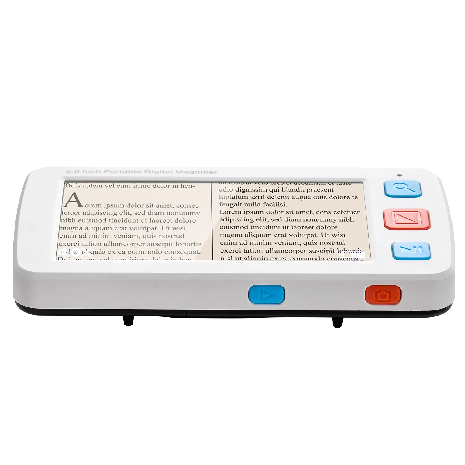 Portable Digital Magnifier, 5-in HD Electronic Video Magnifier for Low Vision Users, 4X-32X Zoom Reading Aid with 17 Color Modes, AV Output, Folding Handle & 5-Level Screen Brightness