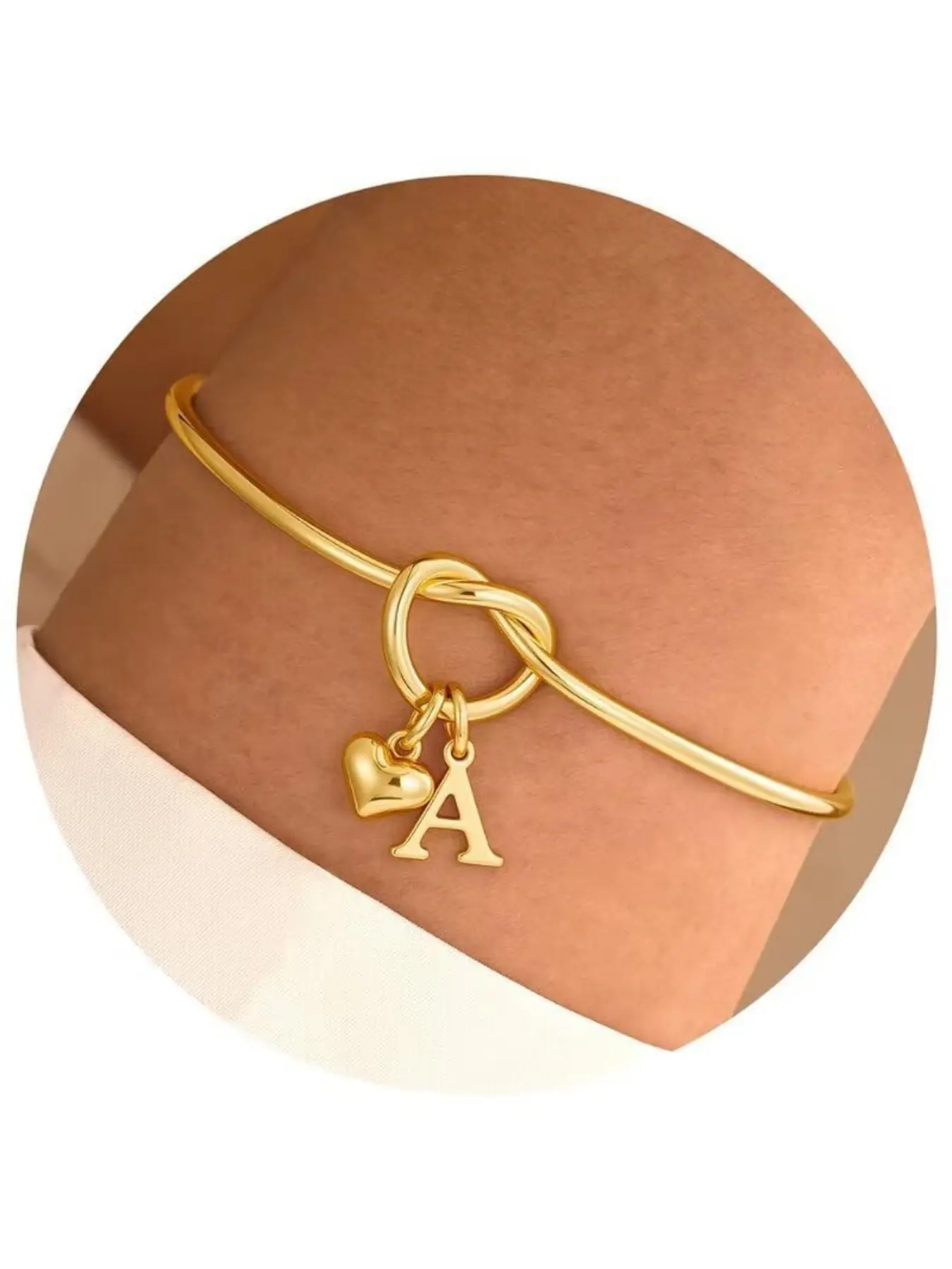 Knot Initial Bracelets for Women, Knotted Bracelet, Heart Letter A-Z Bracelet | Bridesmaid Gifts, Bridesmaids Proposal Gifts, Dainty Knot Initial Bracelet Jewelry, Friendship Bracelets, Gift for Women