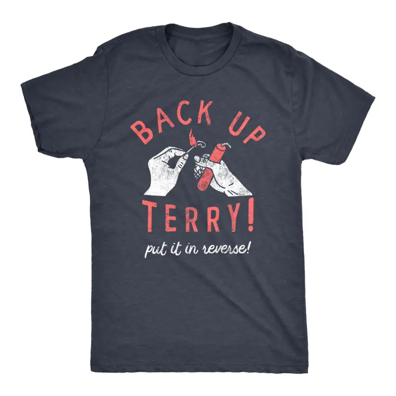 Mens Back Up Terry Put It In Reverse T Shirt Funny Fireworks Sarcastic Viral Video Fourth Of July Tee for Guys Mens Funny T Shirts Cool Vintage Fashion T-Shirt Gift Classic Menswear Patriotic Apparel for Men Navy -