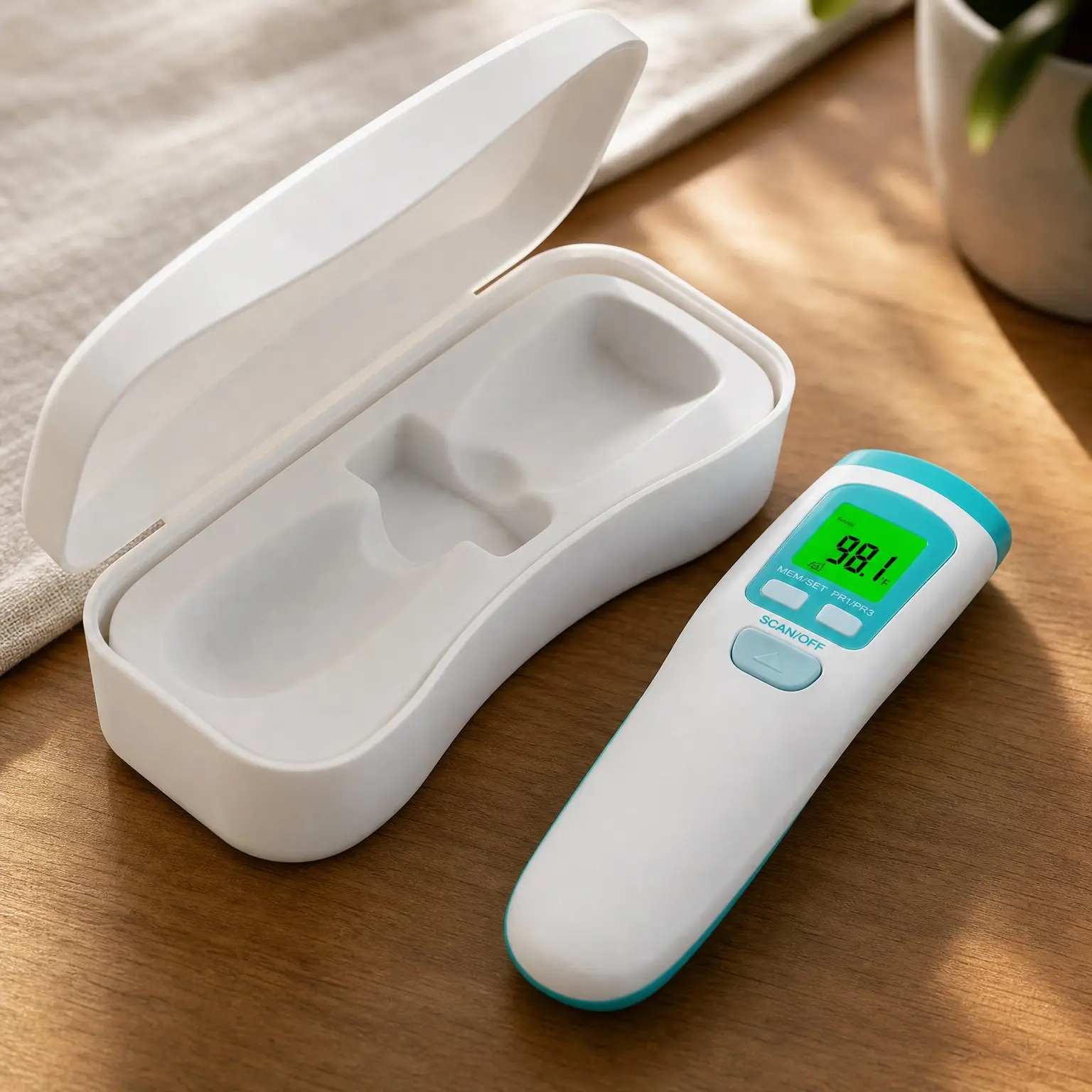Non-Contact Forehead Thermometer with Case for Adults, Kids & Baby - Medical Grade Touchless Infrared, 1-Sec Reading, Fever Alarm, Memory Recall, Quiet Mode, White(Gift)