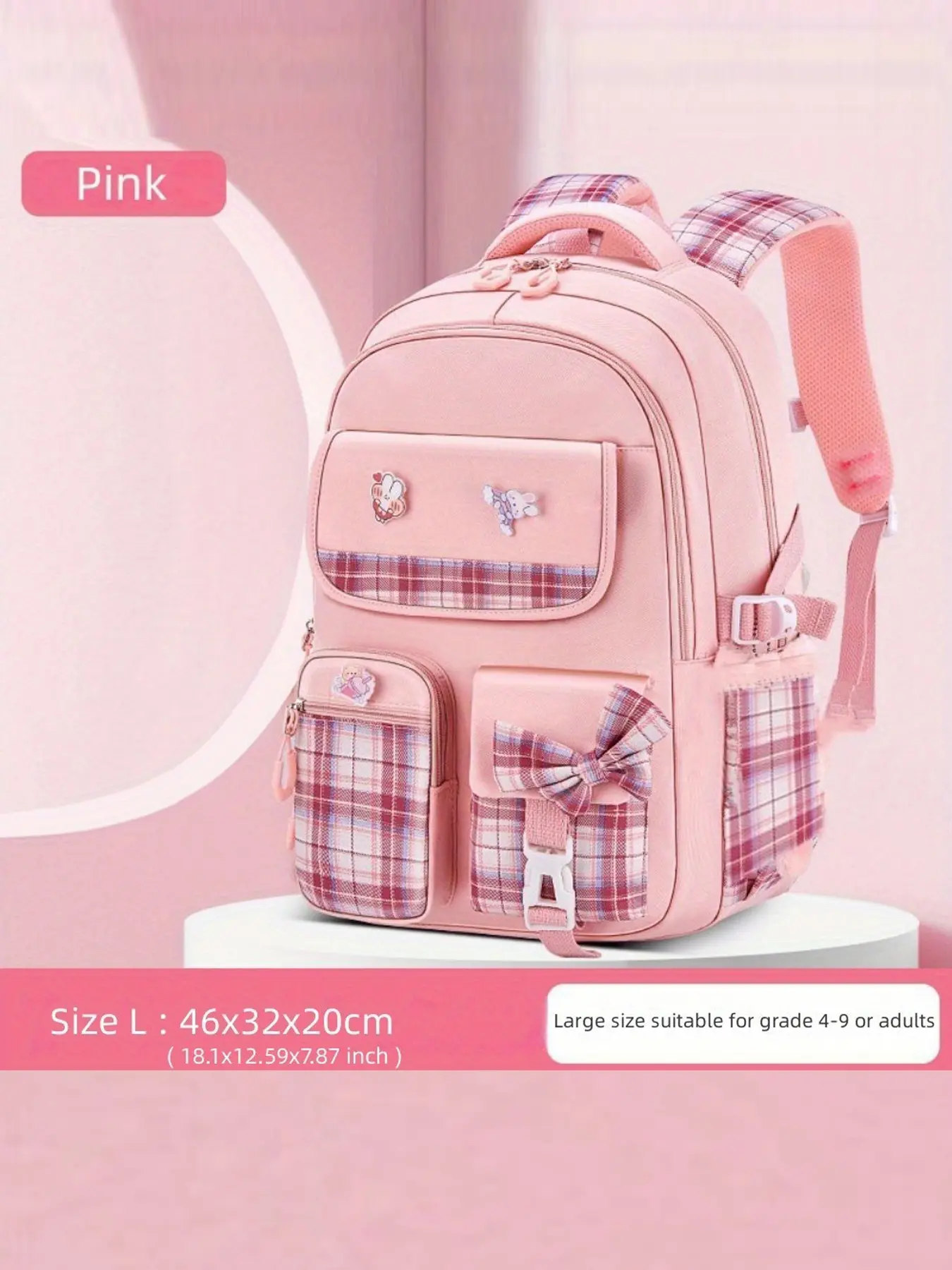 Women's Fashionable Solid Color Bowtie Backpack, Casual Preppy Style, College School Backpack, Ideal for School & Daily Use, Trendy High-Quality Commuting Bag, Backpacks Women