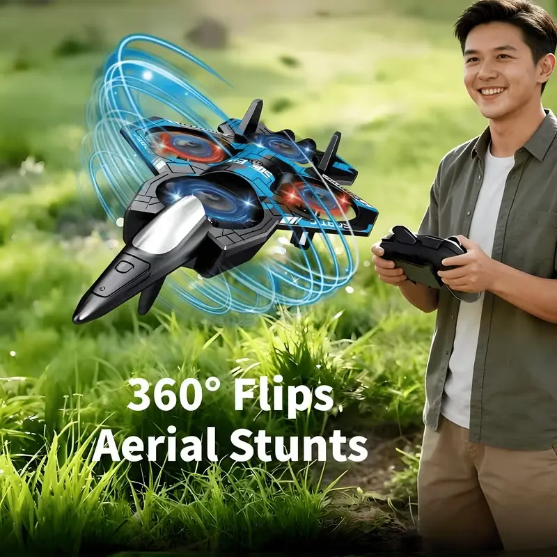 2026 New Remote-Controlled Drone Toy - 360° Stunt Flips, Altitude Hold, 1-Button Takeoff/Landing, Dual Charging Batteries, Built-In LED Lights, Wireless Signal Receiver Only (No Transmission)