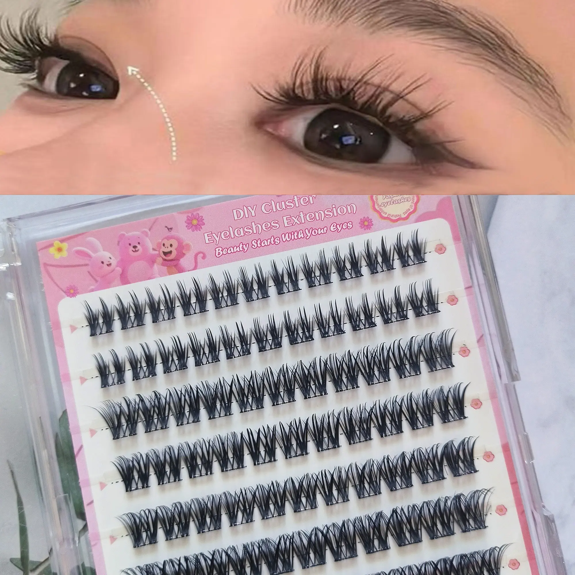 Directly Applied False Eyelashes, 110pcs Fine Eyelashes, Natural Look, Soft and Thin, Suitable for Beginners, Self-Adhesive False Eyelashes