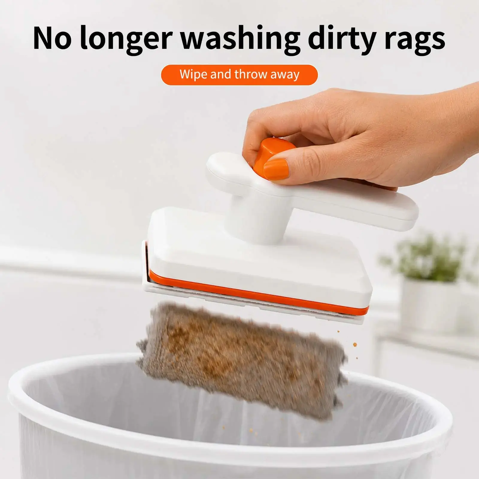 Lightweight Mini Multi-Functional Mop - Cleaning Tools with Press-Lock Grip, 10 Synthetic Microfiber Pads, No-Touch Wipe-and-Throw Design, ABS+PP Material, for Window, Kitchen Surface Wiping & Maximum Shine,dorm essentials,home essentials