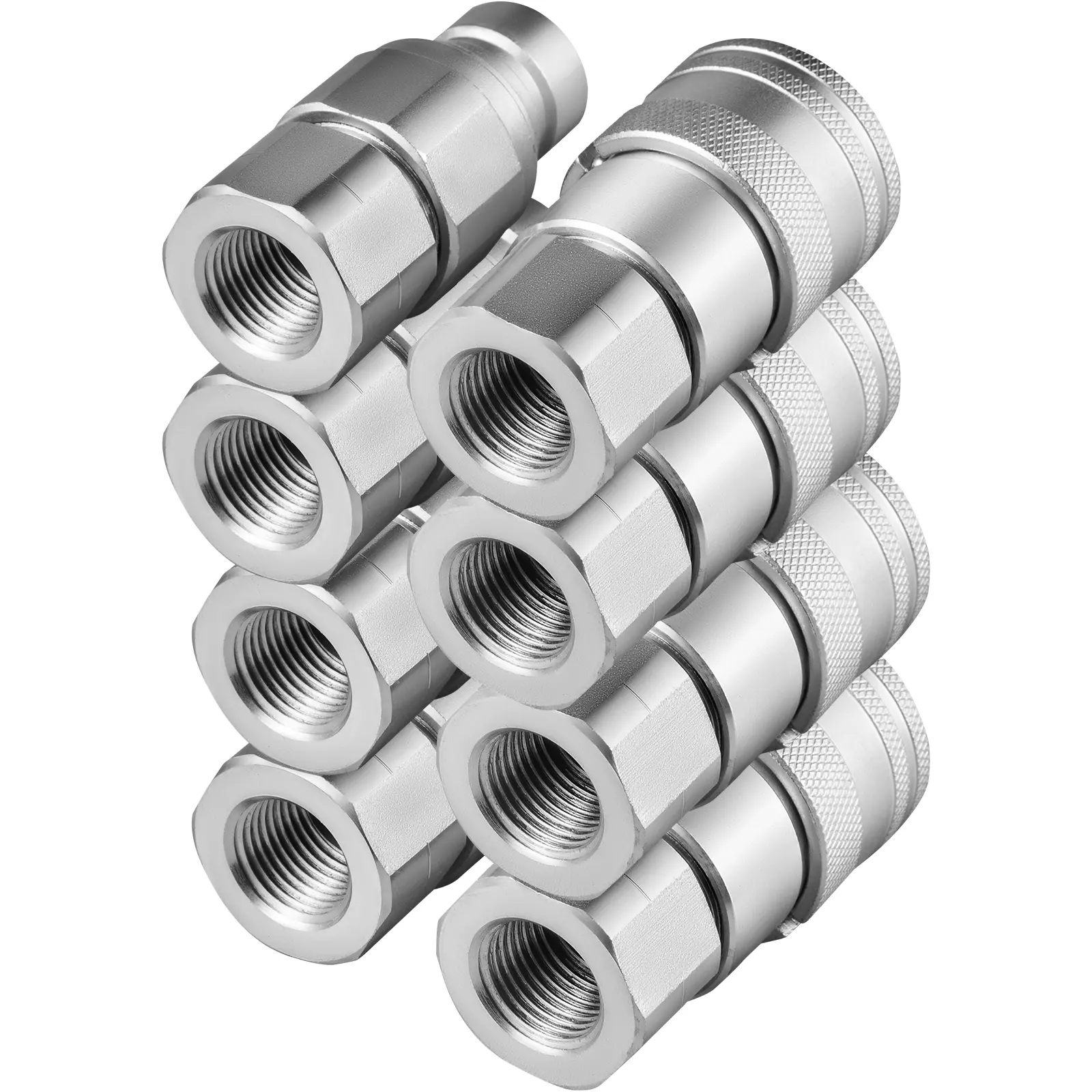 Hydraulic Coupler 1/2 Body with 1/2-inch NPT Thread Hydraulic Quick Connect 4 Pairs Hydraulic Coupling Quick Connect 45.5 L/min Hydraulic Quick Coupler, 45.5 L/Min Rated Flow