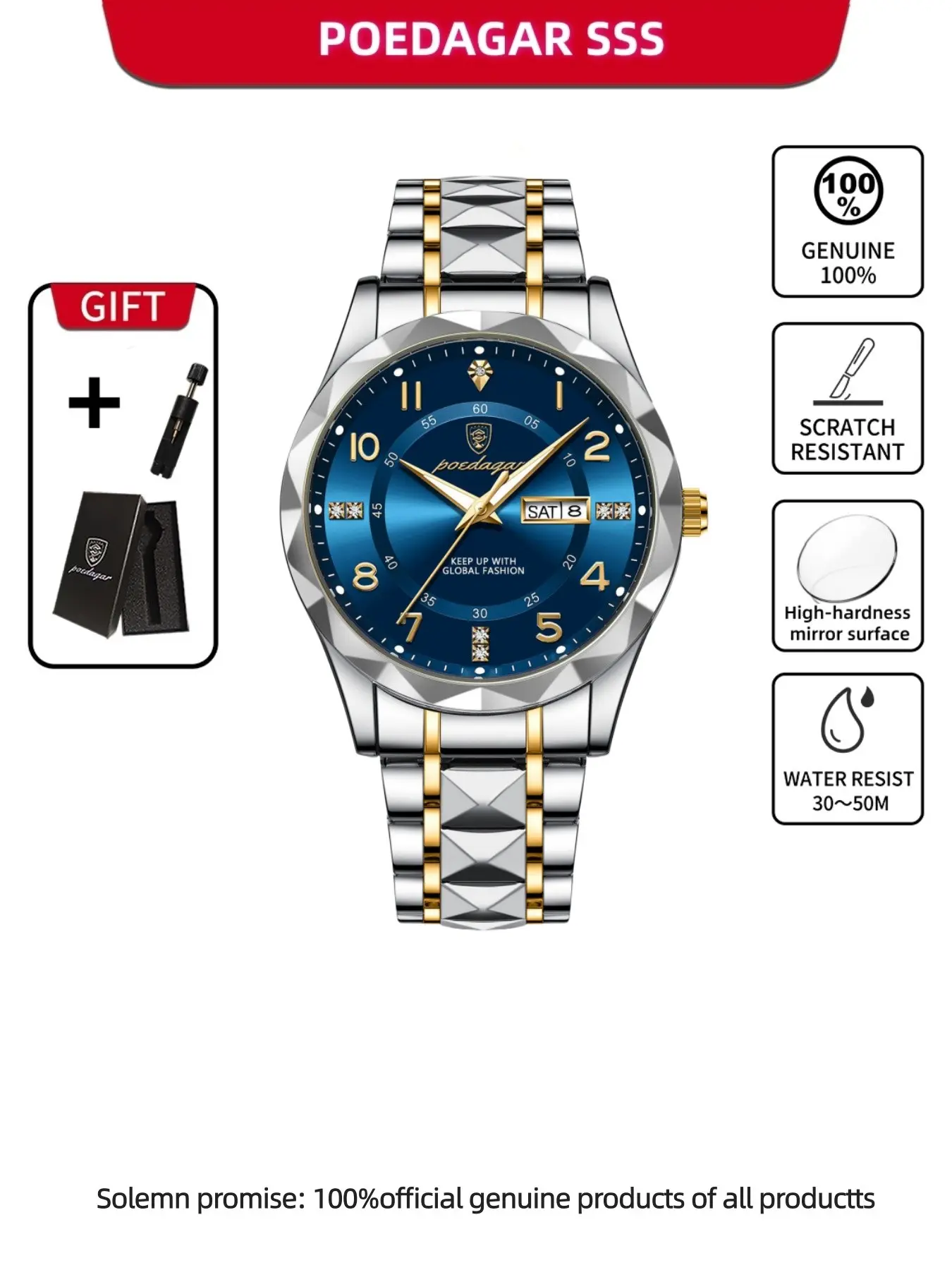 Business Fashion Analog Quartz Wristwatch, Fashion Waterproof & Luminous Watch for Men, Trendy All-match & Exquisite Watch for Birthday Gift with Box, Business Fashion Watches