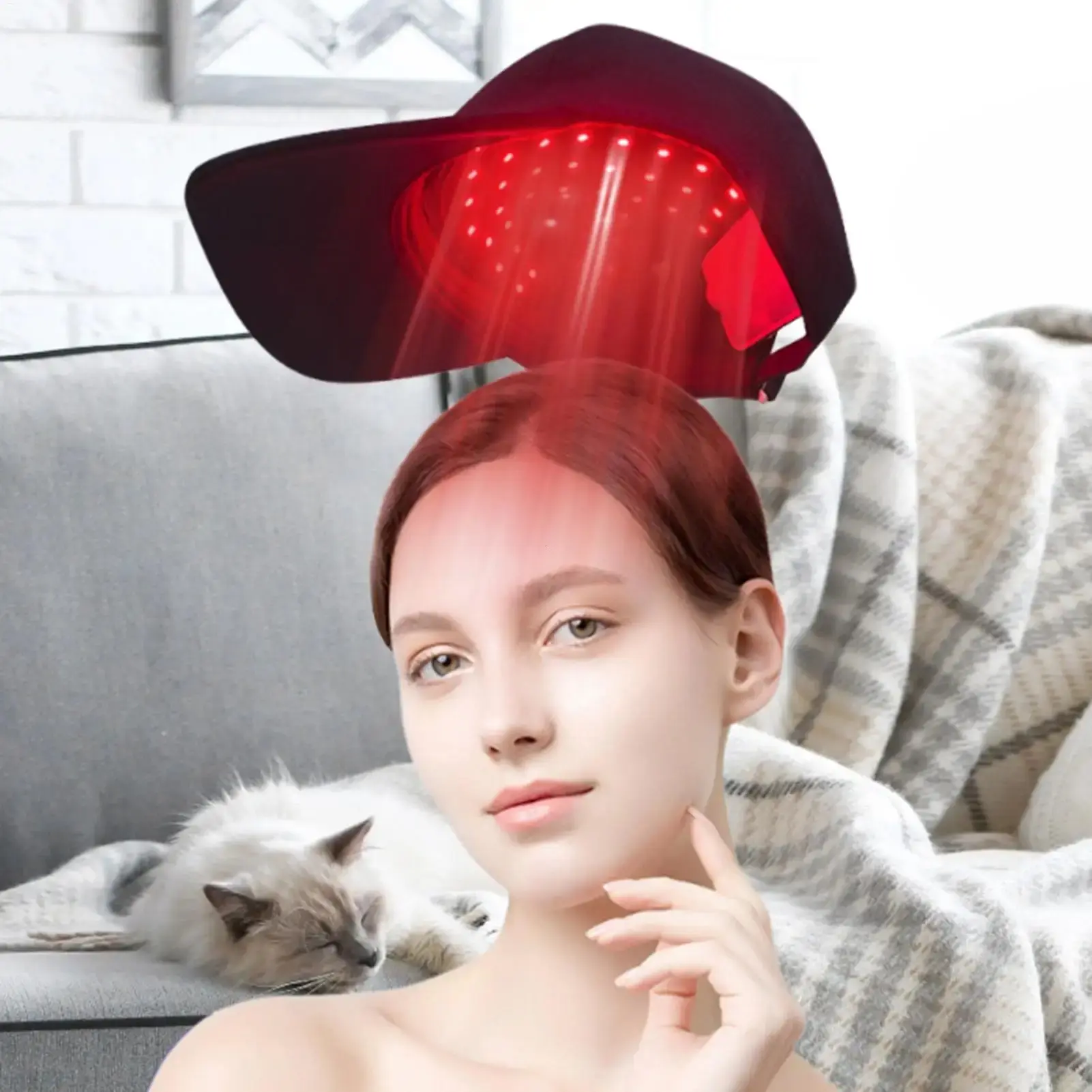 Blue Light Massage Hat, Scalp Care Cap, USB Rechargeable Portable Design, Lightweight Comfortable, Ideal for Daily Home Use