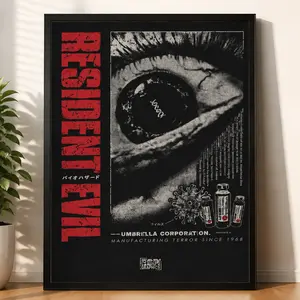 Resident Evil (1996) Original Nightmare Retro Video Game Style Poster, Horror Laboratory Blueprint Wall Art, Bedroom Gaming Decor