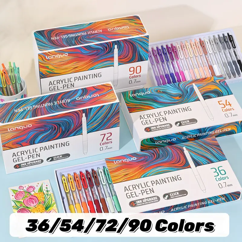 36-90 Colors Markers Set, Push Button Acrylic Pens, 0.7mm Stainless Steel Tip, Smooth Ink, Portable, High Capacity, Art & Anime Drawing