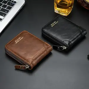 2026 New Men's Wallet PU Leather Purse Zipper Retro Style Short Wallets Men Card Holders Coin Storage Money Bag