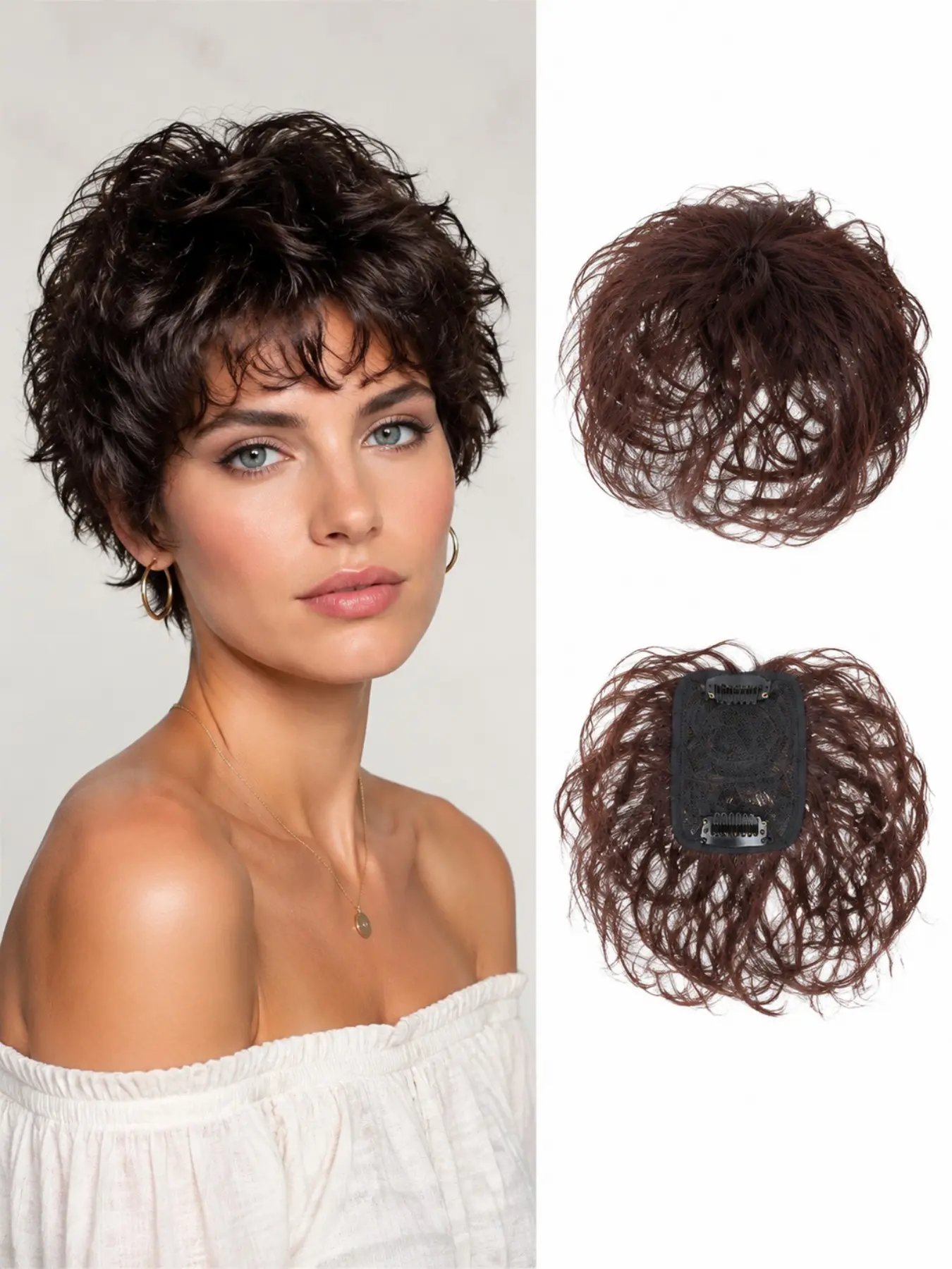 Synthetic Hair Topper Crimped Texture Hair Volumizer for Women Natural Looking Hair Patch for Instant Volume and Coverage Synthetic Hairpieces