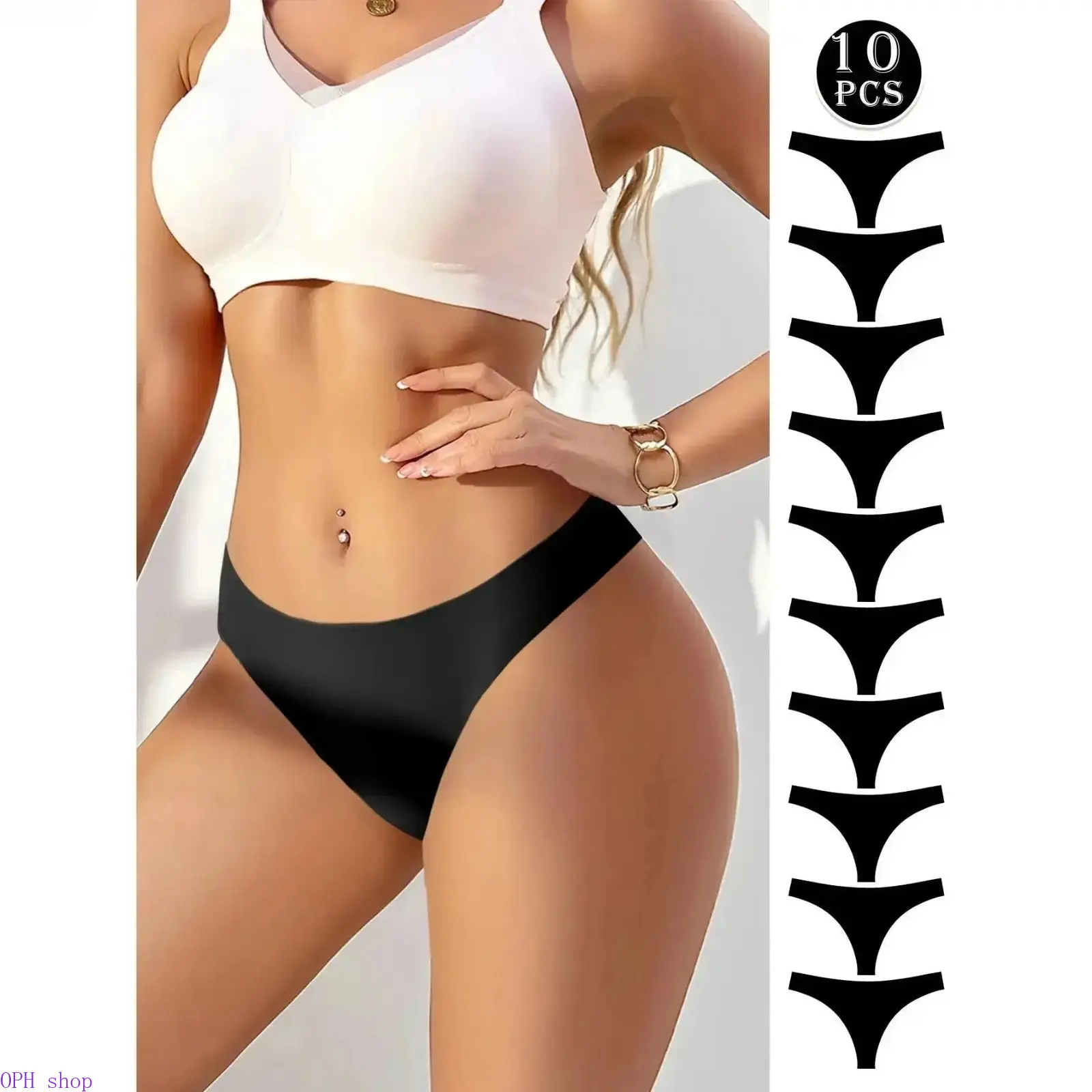 10 Pack Solid Black Seamless Panties For Women Soft Stretchy Breathable Basic Underwear All Season Comfort Lightweight Daily Essential Intimates Casual Wear