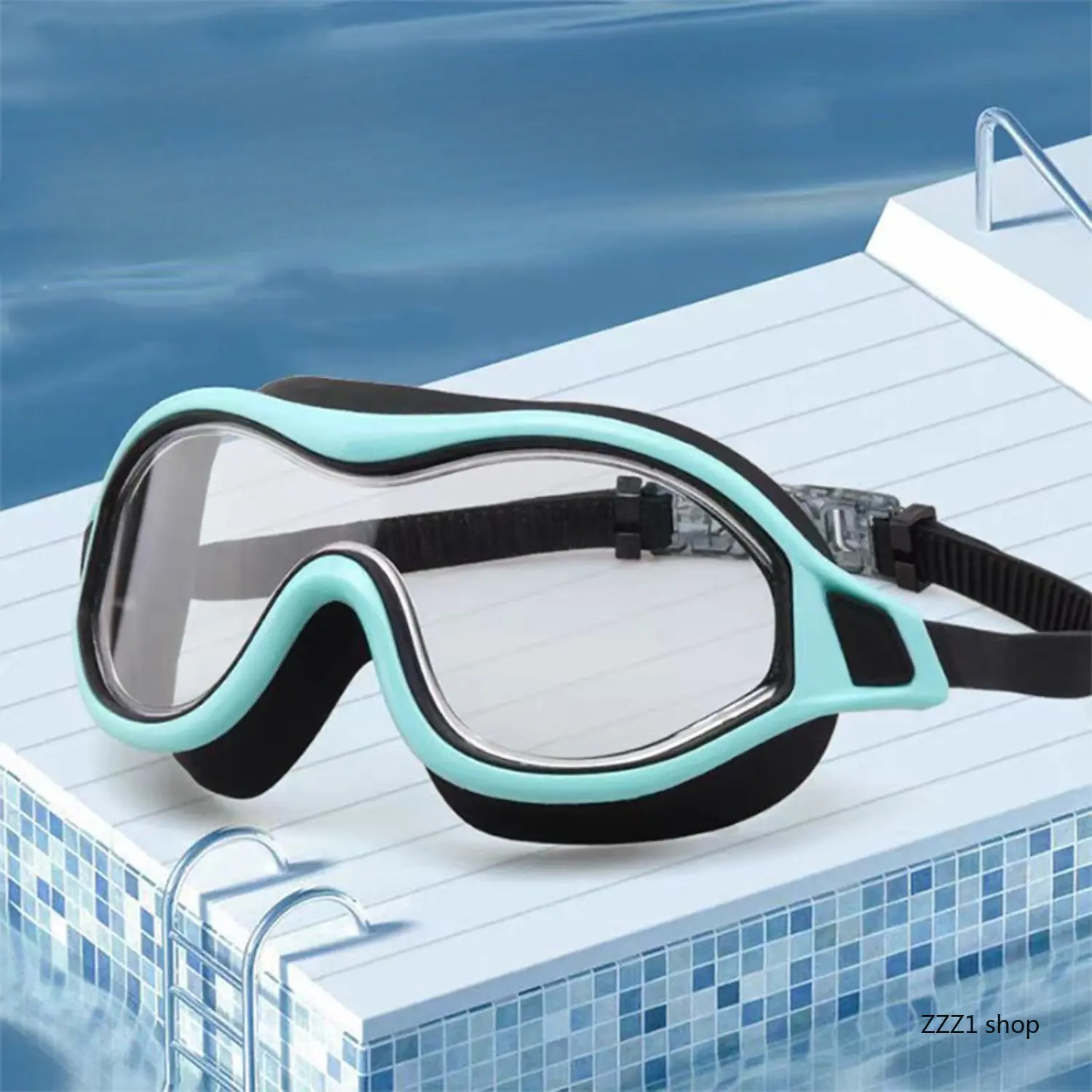 Professional Wide-View Swim Goggles, Anti-Fog No-Leak Soft Silicone Diving Mask with Adjustable Head Strap for Indoor-Outdoor Pool Water Sports