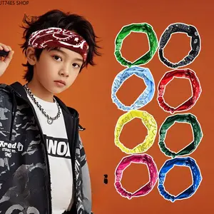 Kids Performance Headband, Retro Square Scarf Head Wrap for Boys & Girls, Street Dance Sports Opening Ceremony Stage Accessory