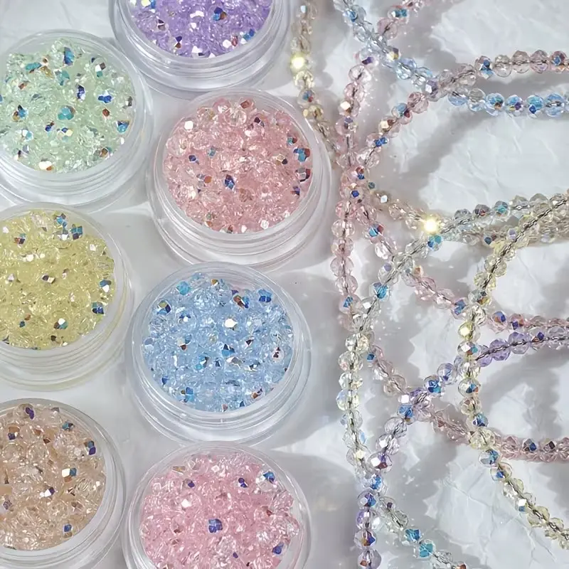 600pcs 3mm Ab Glass Beads, Aurora Flashing Faceted Round Beads, Multicolor Mini Loose Beads, DIY Bracelet Necklace Earring Making Material