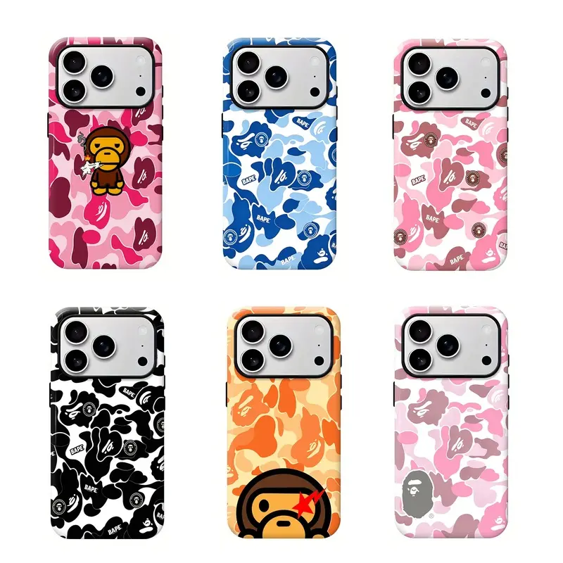Bape Protective Camo Streetwear Phone CaseSuitable for iPhone 17/16/15/14/13/12/11 ProMax/Plus  Resistant Hard Case with ImpactDispersion Technology & Flexible Rubber LinerGlossy Finish UV Protected 2-Piece Design