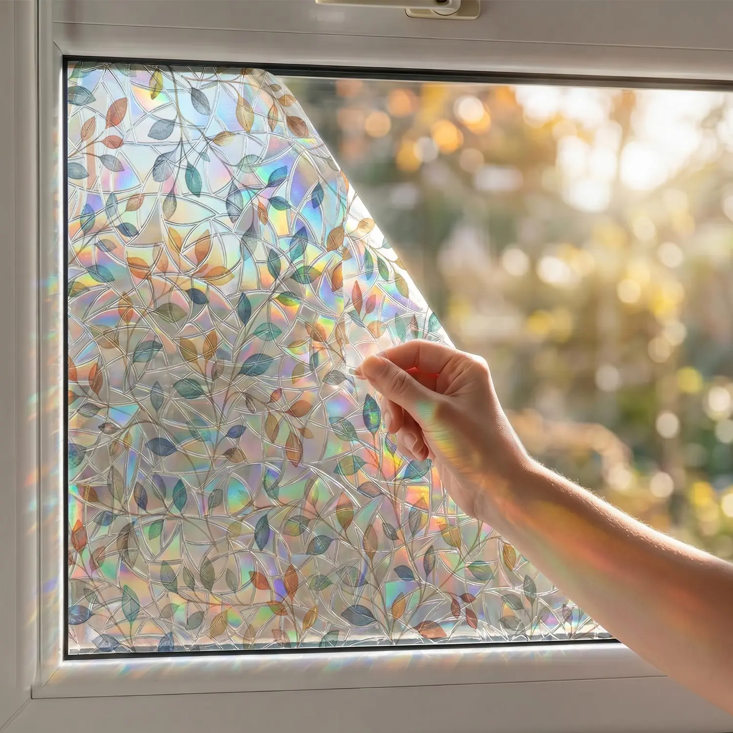 Crescent Colorful Glass Sticker, Static Window Film, Window Privacy Films, Privacy Door Film, Strong Adhesion, for Bathroom/kitchen/balcony