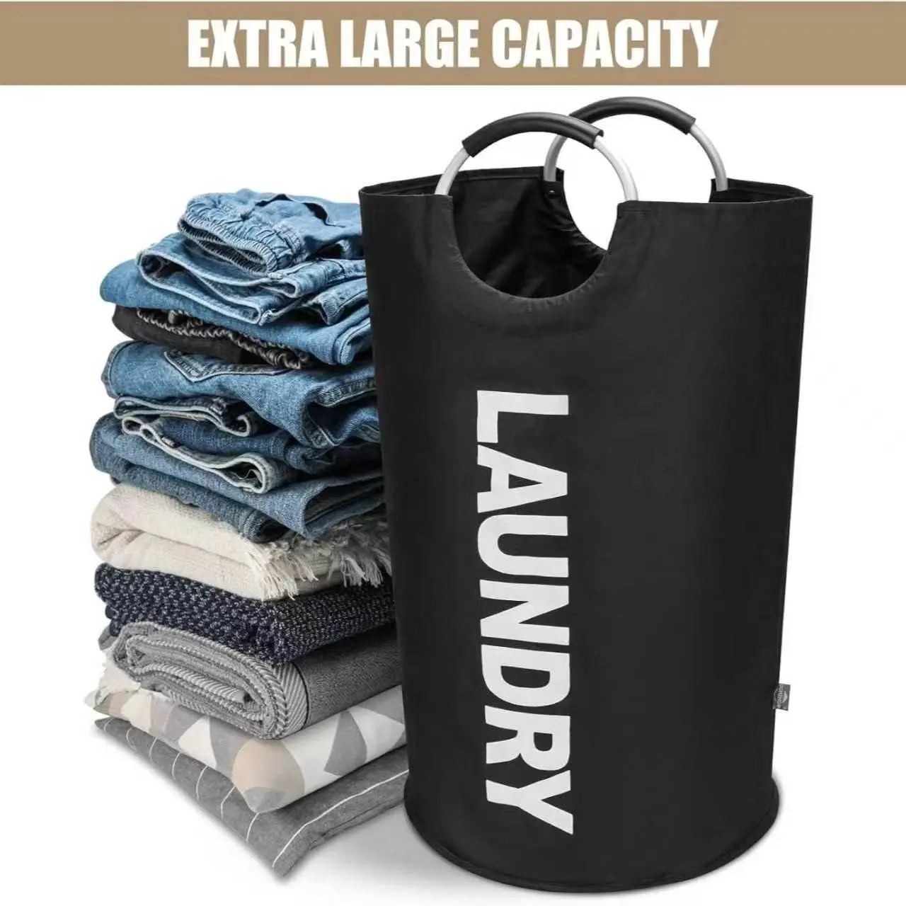 90L Large Capacity Foldable Laundry Hamper, Multi-color Home Storage Bin for Clothes & Toys Laundry Baskets