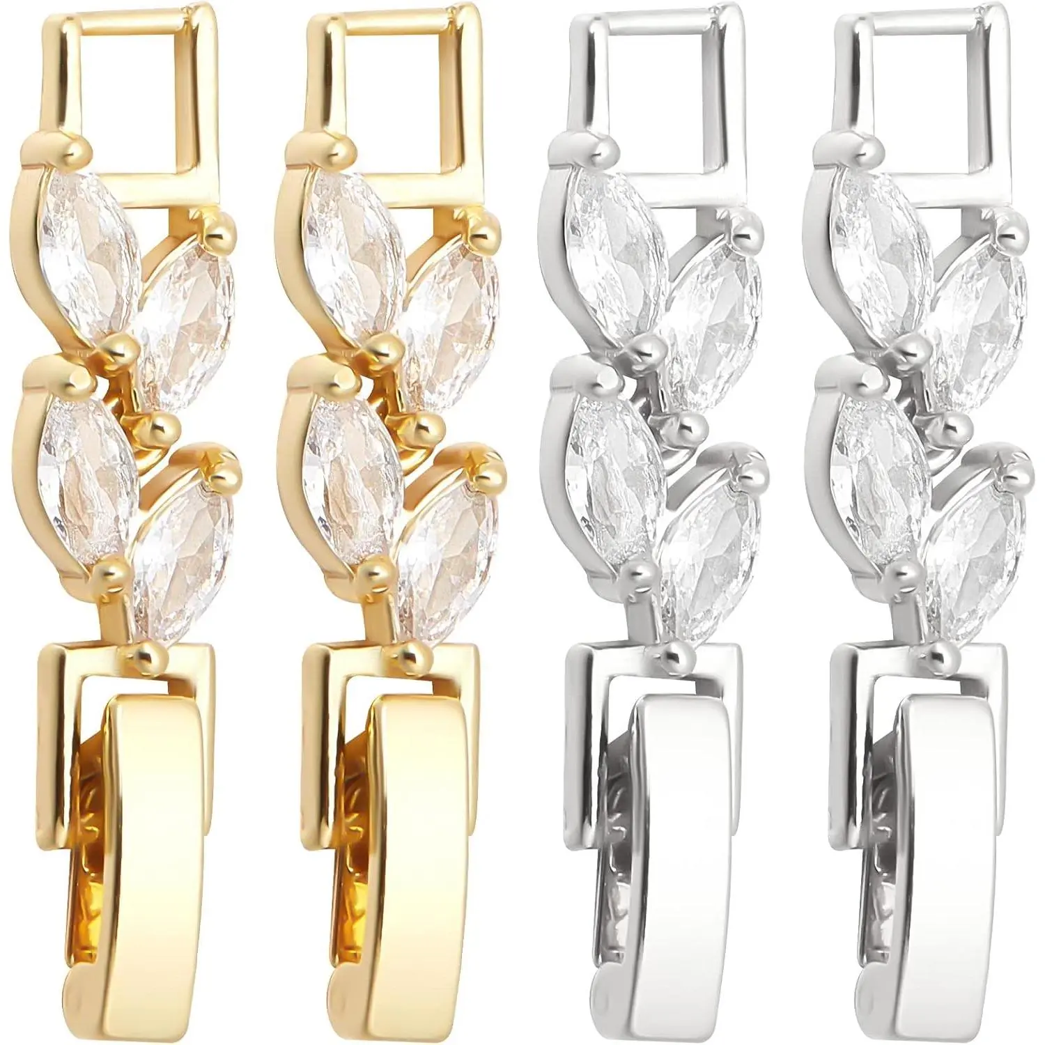 1 Box 10 count   Fold Over Clasp Fold Over Extender Necklaces Extension Bracelets Extenders Cubic Zirconia Foldover Extender Clasps for  Making Women Adults DIY Crafts