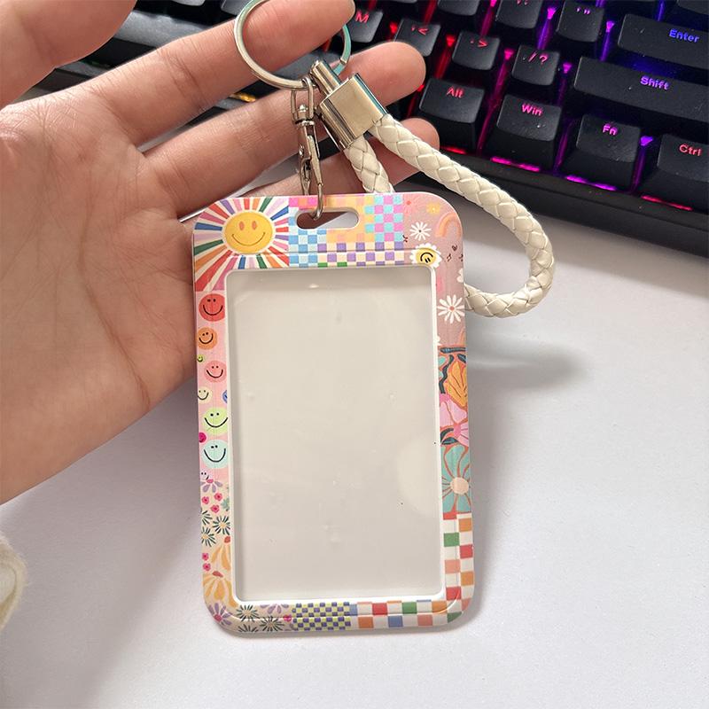 2 pieces of floral ID durable keychain badge holder, suitable for school nurses, office, bus card holder, keychain integrated student meal card, ins lanyard, factory card pick-up and drop-off ID protector, access control