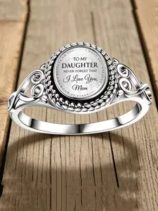 Vintage-Style English Character Pattern Women's Fashion Ring, Carved Patterns, Hypoallergenic, Skin-Friendly, Daily Wear, Gifting