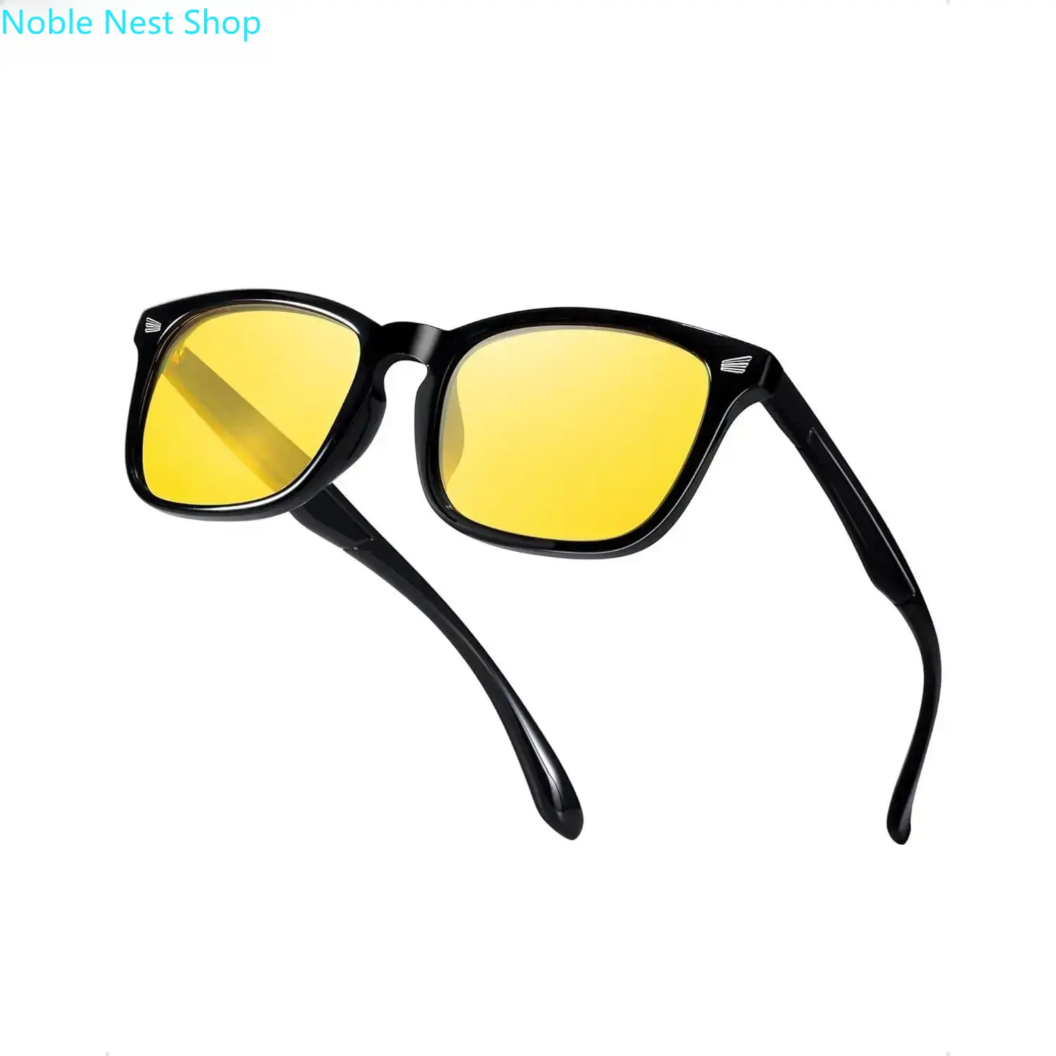 Futuristic Square Sunglasses for Men Women, Lightweight Plastic Frame with Polarized Orange Lens for Enhanced Night Vision & Comfortable Design, Enhances Night Vision, Fashionable Accessory